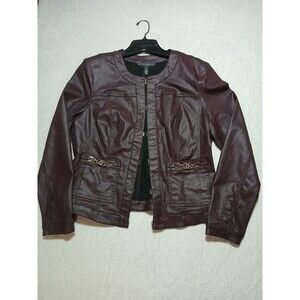 White House Black Market Coated Stylist Jacket - Burgundy "Black Cherry" Size 12